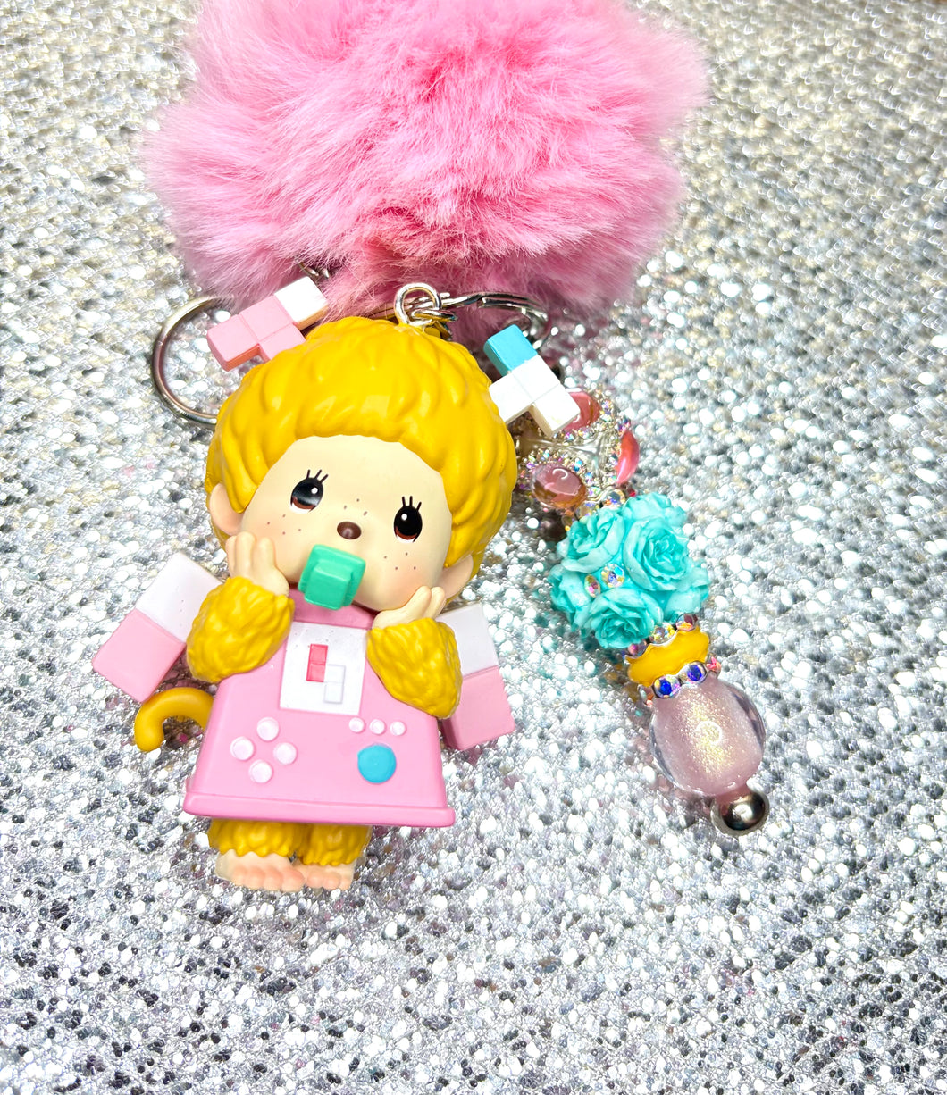 “Pink Monchhichis Keychain/Purse Charm